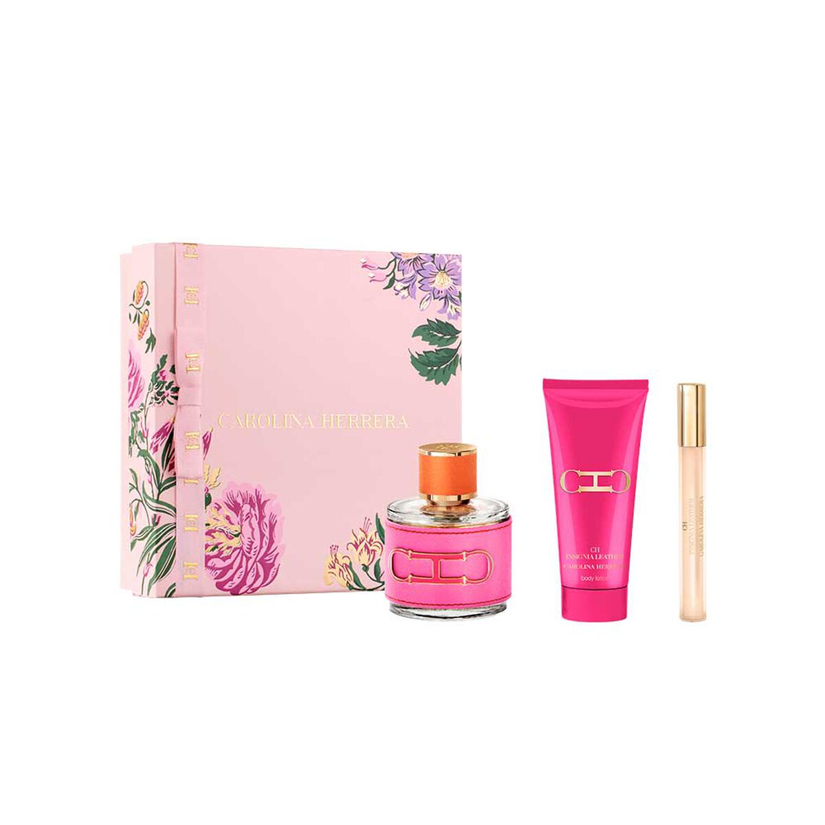 Set Perfume Carolina Herrera Mujer CH Insignia Leather EDP 100 ml + Loci&oacute;n Corporal 100 ml + EDP 10 ml