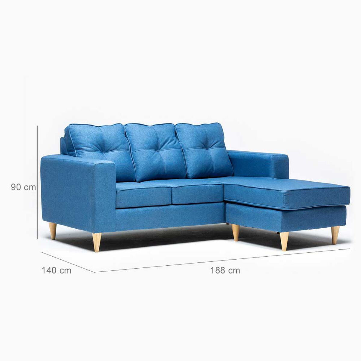 Sofá Seccional Kea Infinity Tela 3 Cuerpos Azul