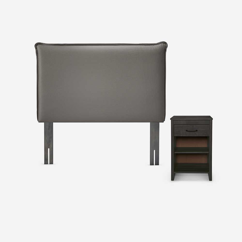 Respaldo + Velador Rosen 1,5 Plazas Maurice Gris