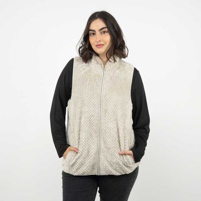 Polerón Sin Mangas Mujer Extralindas Beige, Negro