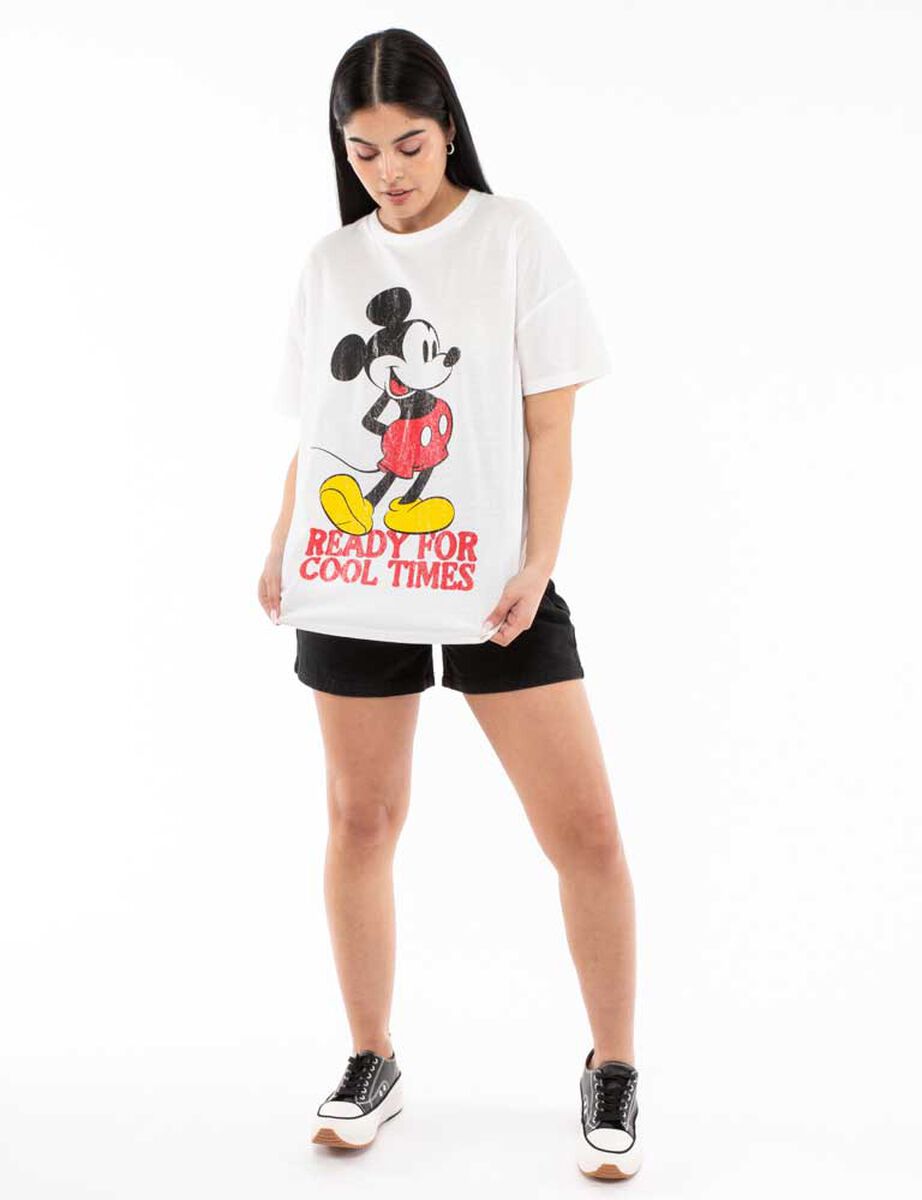Polera Con Dibujo Animado Oversized Manga Corta Mujer Icono