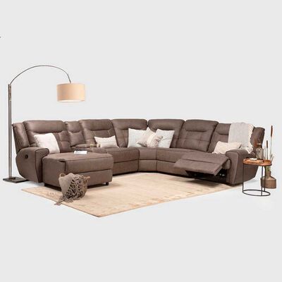 Seccional Izquierdo Reclinable Daniels Moderno 5 Cuerpos Caf&eacute; Grand