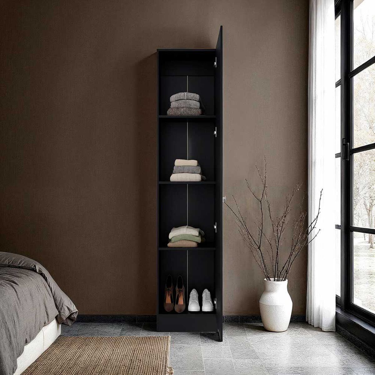 Closet Praga 1 Puerta Con Espejo Wengue 180,1X49,1X30,2 Cm