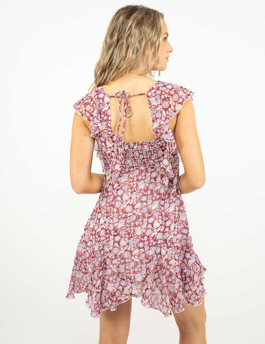 Vestido Corto Estampado Sin Mangas Mujer Icono