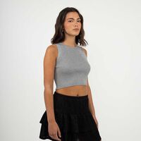 Sweater Crop Sin Mangas Mujer Icono Gris