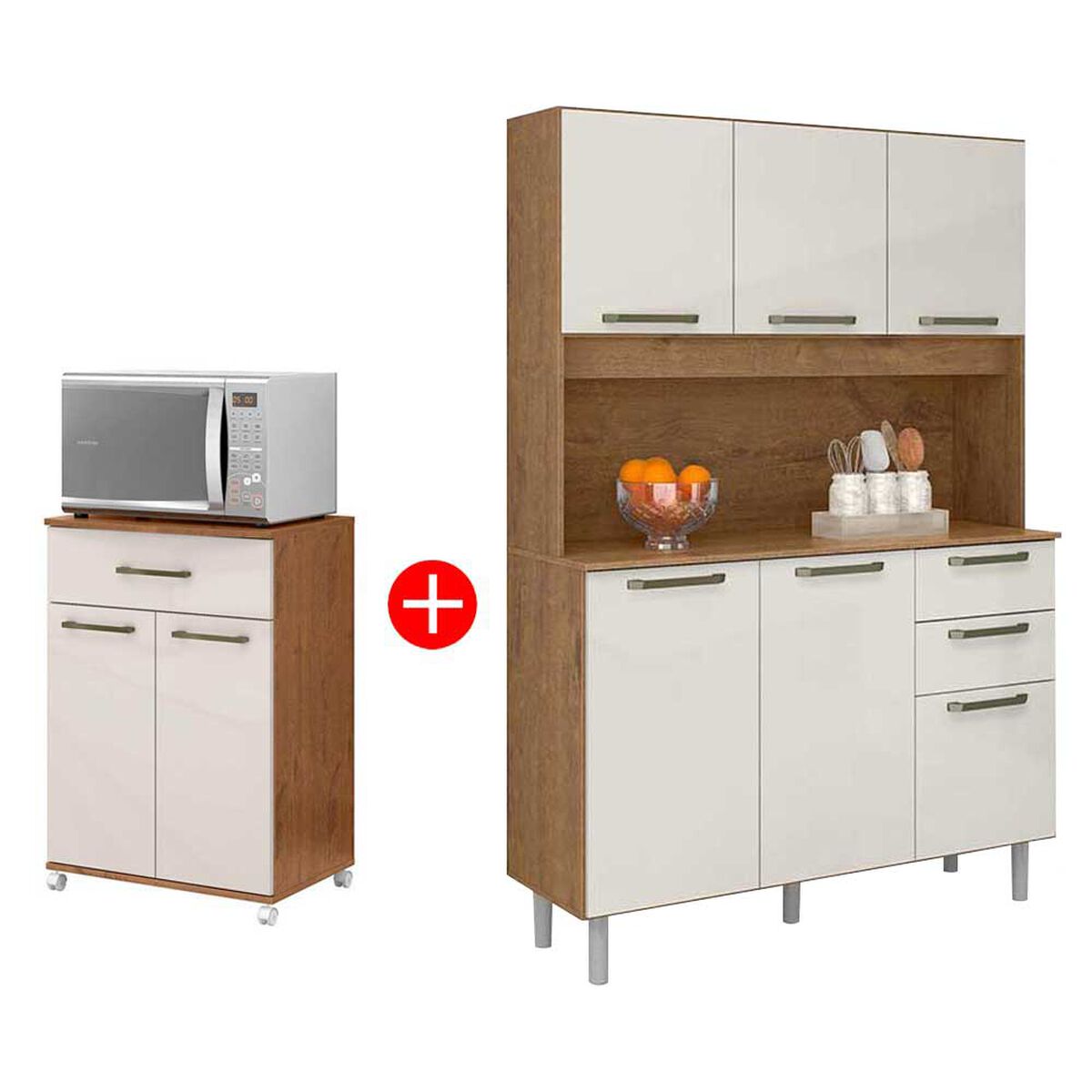 Combo Mueble de Cocina Auxiliar Casanova Primor 1 Cajón 2 Puertas + Mueble de Cocina Pop 3 Cajones 6 Puertas
