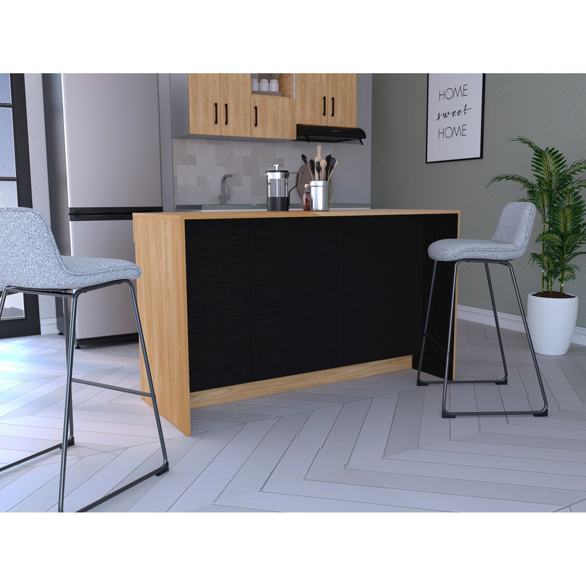Barra Auxiliar de Cocina Tuhome Luna 2 Puertas Fresno Wengue
