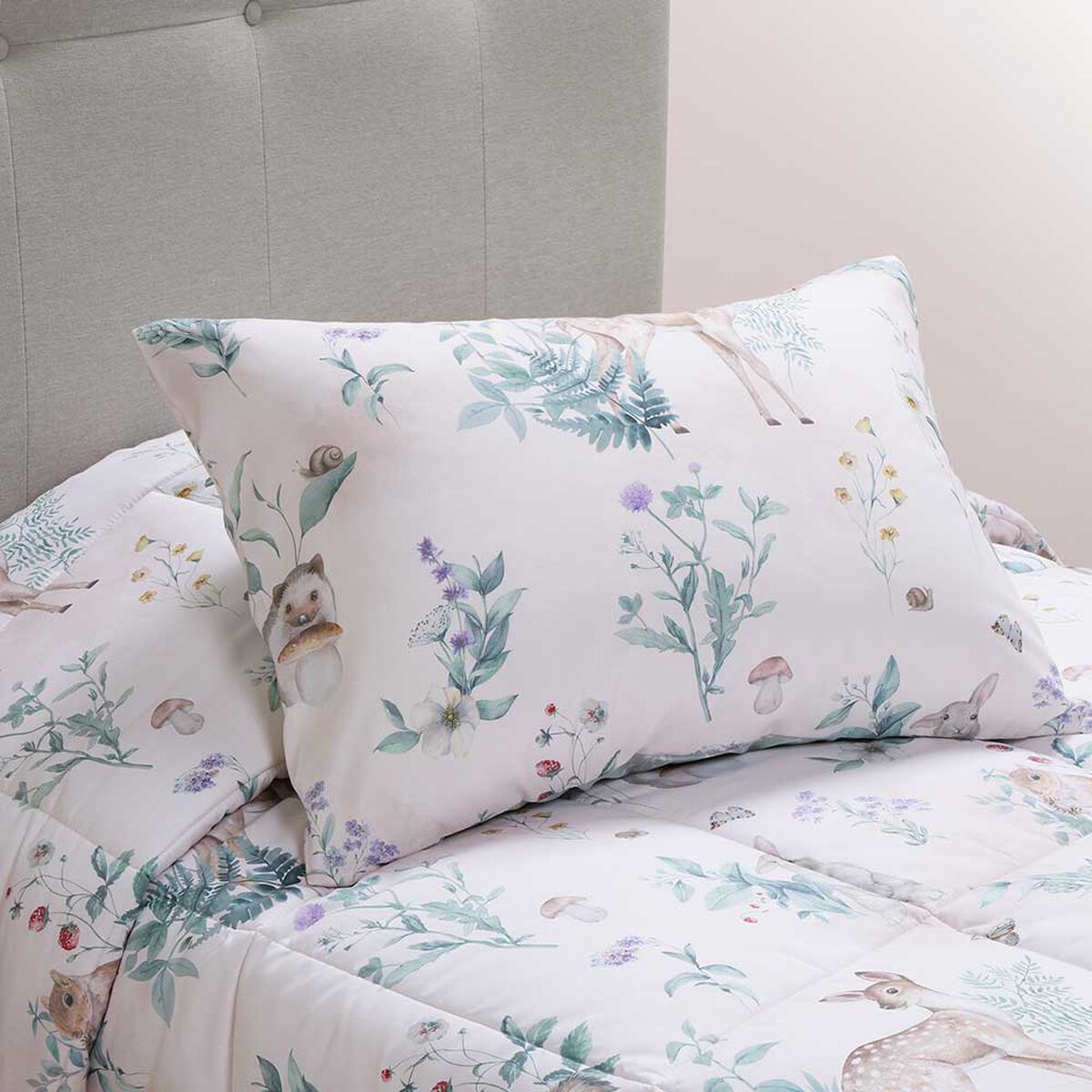 Plum&oacute;n Rosen 1,5 Plazas Kids Bosque Blanco/Verde/Caf&eacute;