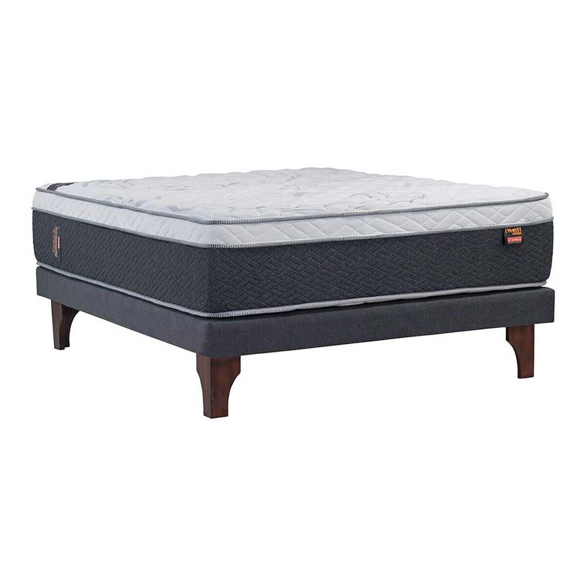 Combo Cama Europea Celta 2 Plazas Everest Cobre + Parrilla a Carb&oacute;n Casanova Cover Premium Medium