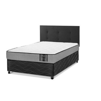 Cama Americana Flex 1,5 Plazas Star + Respaldo Royal Negro