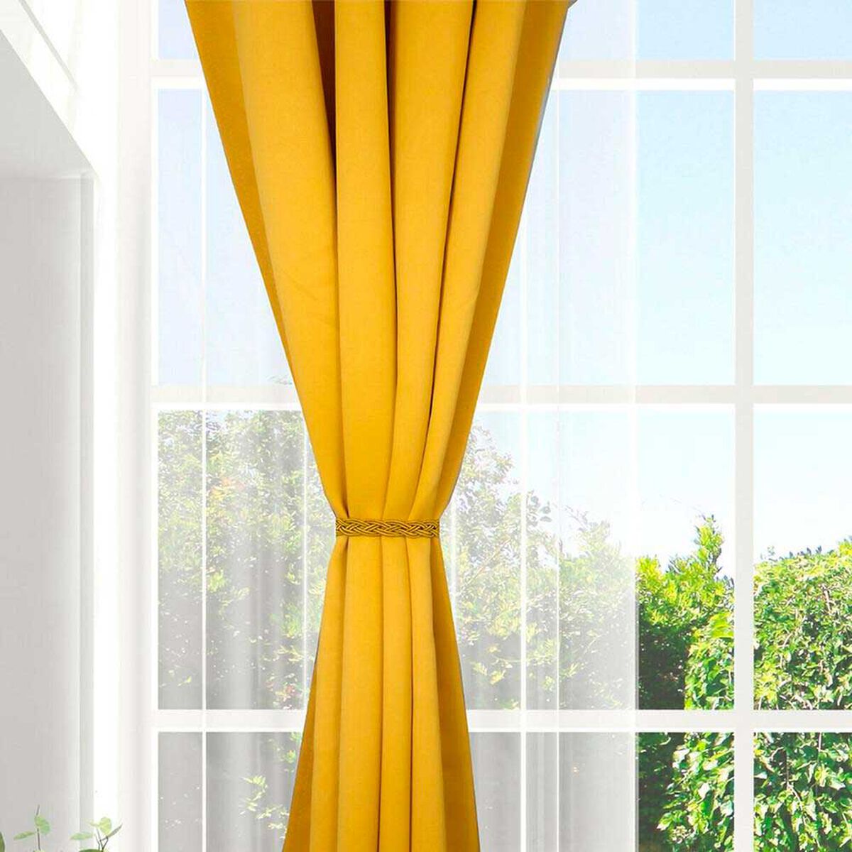 Combo Cortinas Doral Black Out Victoria  220 x 140 cm Mostaza