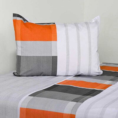 Juego de Sábanas American Family 144 Hilos 1,5 Plazas Franjas Cafe