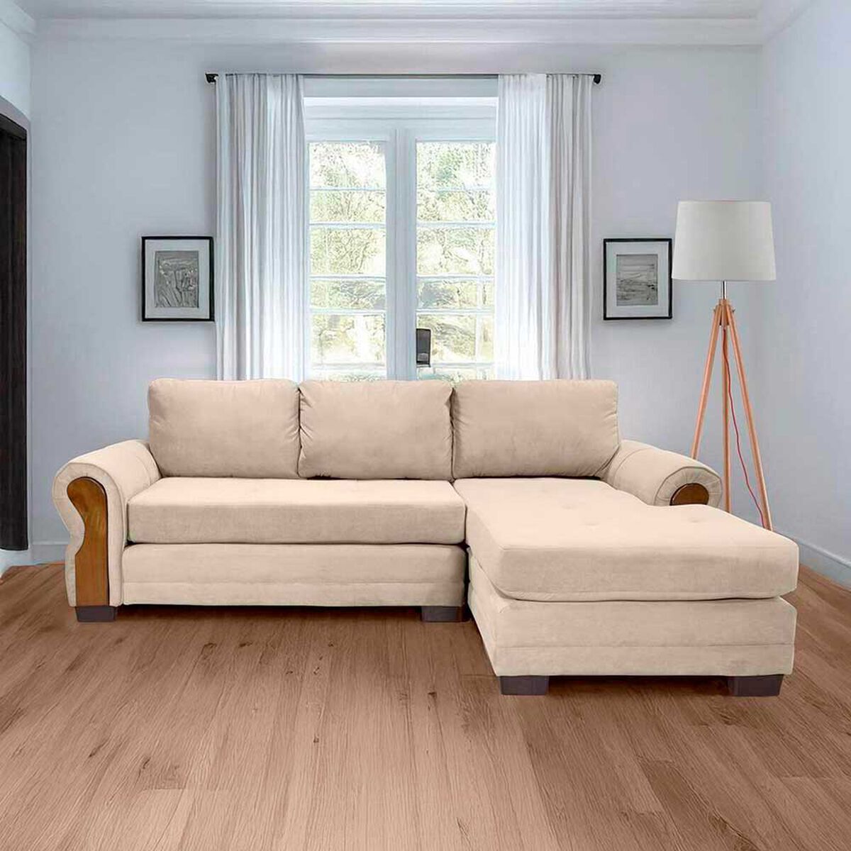 Sof&aacute; Seccional Living Factory Oregon 4 Cuerpos Beige