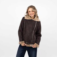 Chaqueta Aviadora Mujer Icono Cafe, Camel, Negro
