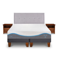 Cama Europea CIC Base Dividida King Alaska + Respaldo + 2 Veladores