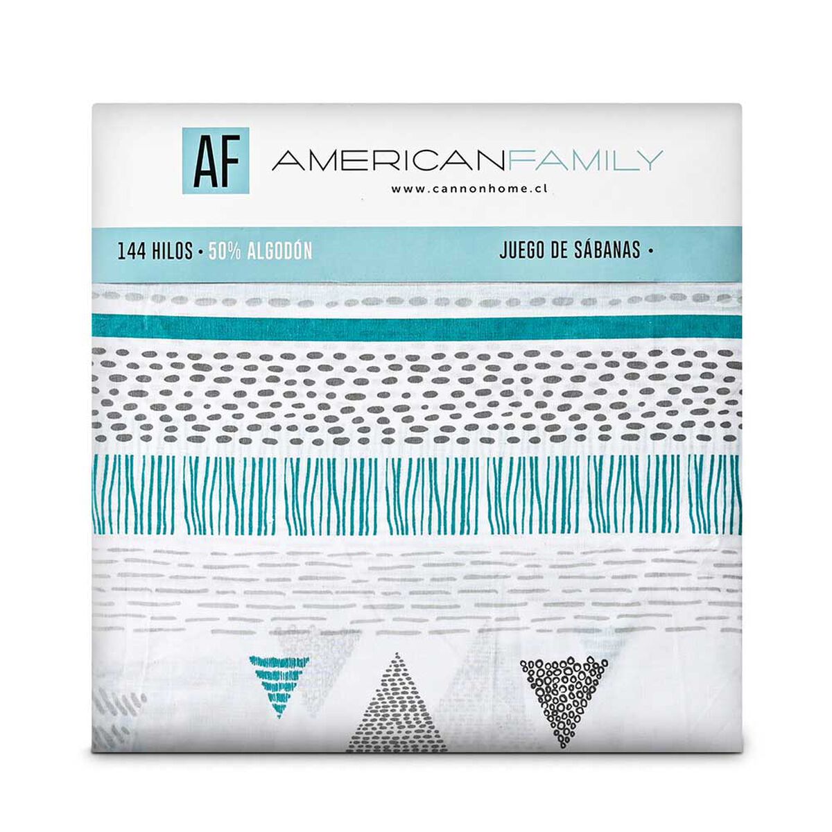 Juego de Sábanas Estampado American Family 144 Hilos 1,5 Plazas Trigono