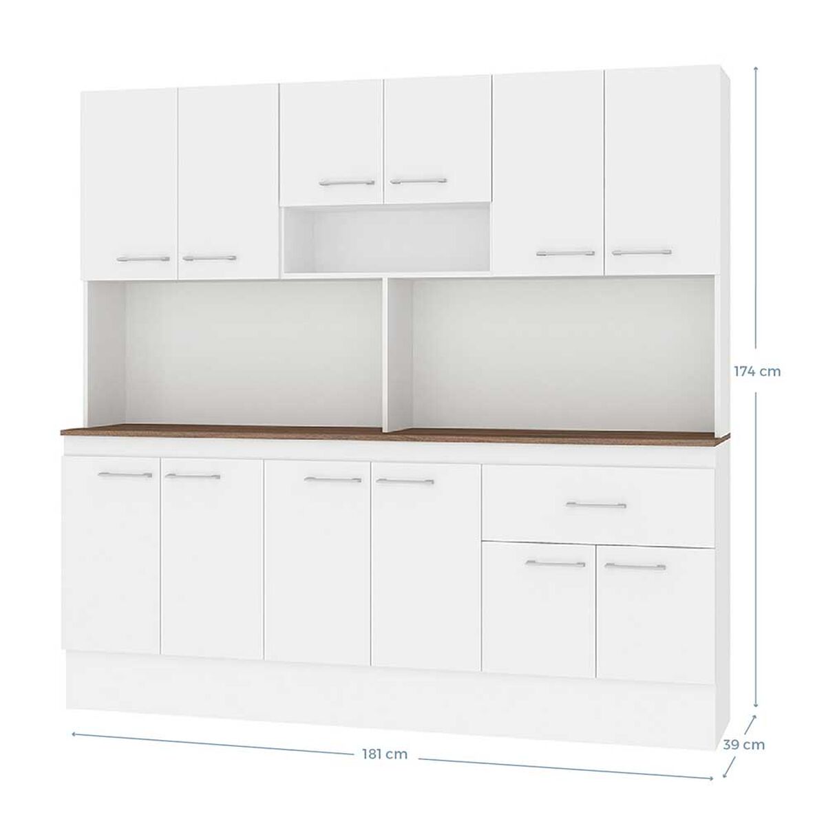 Mueble de Cocina Vekkahome White 1 Caj&oacute;n 12 Puertas Caf&eacute;
