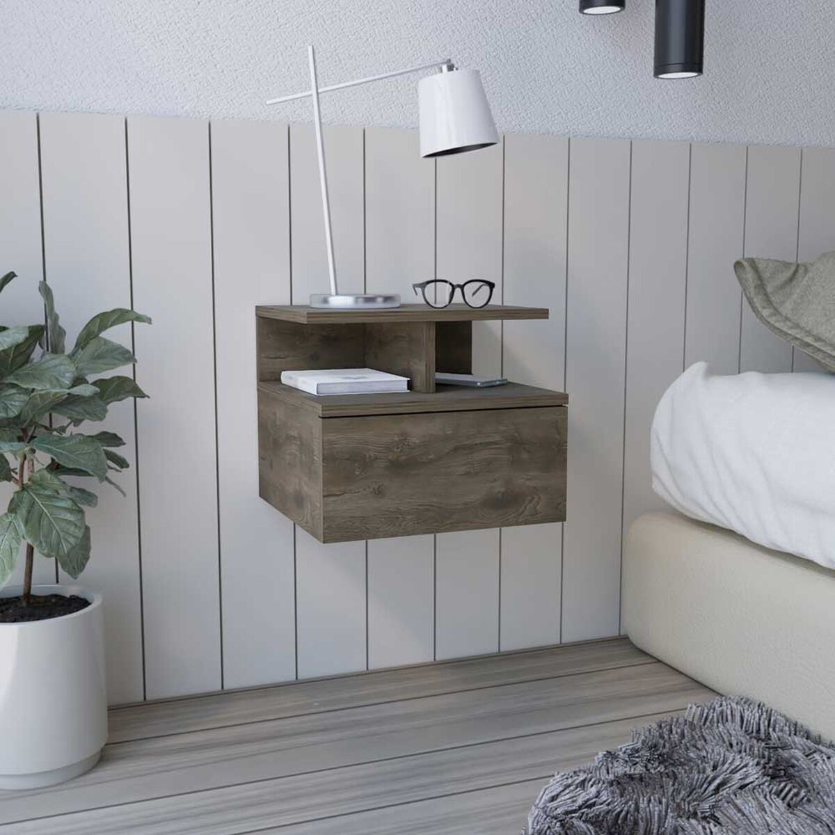 Velador Rectangular TuHome Dreams 1 Cajón Bellota