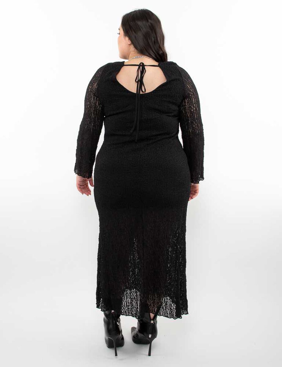 Vestido Maxi Encaje Manga Larga Mujer Extralindas