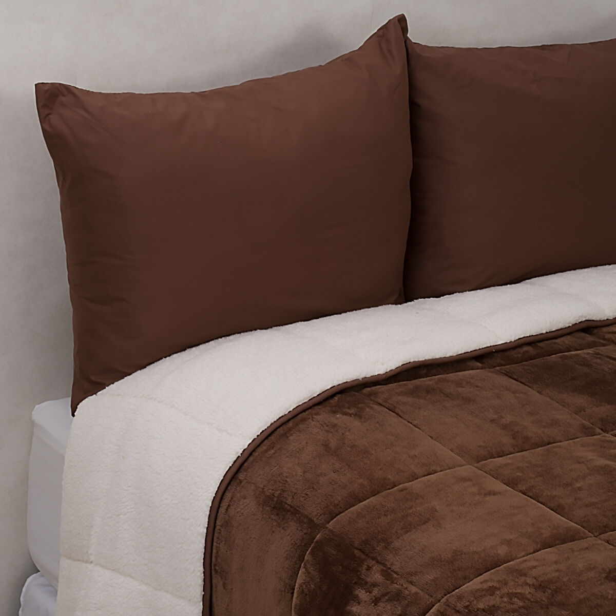 Plumón Flannel Sherpa Casanova Brown 2 Plazas