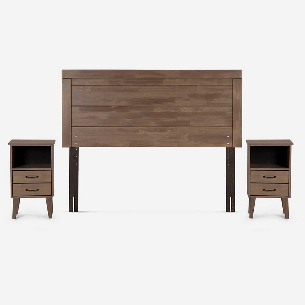 Cama Europea Rosen 2 Plazas Ergo T + Respaldo + 2 Veladores