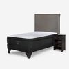 Cama Europea Rosen 1,5 Plazas Tempo + Respaldo + Velador Maurice Gris