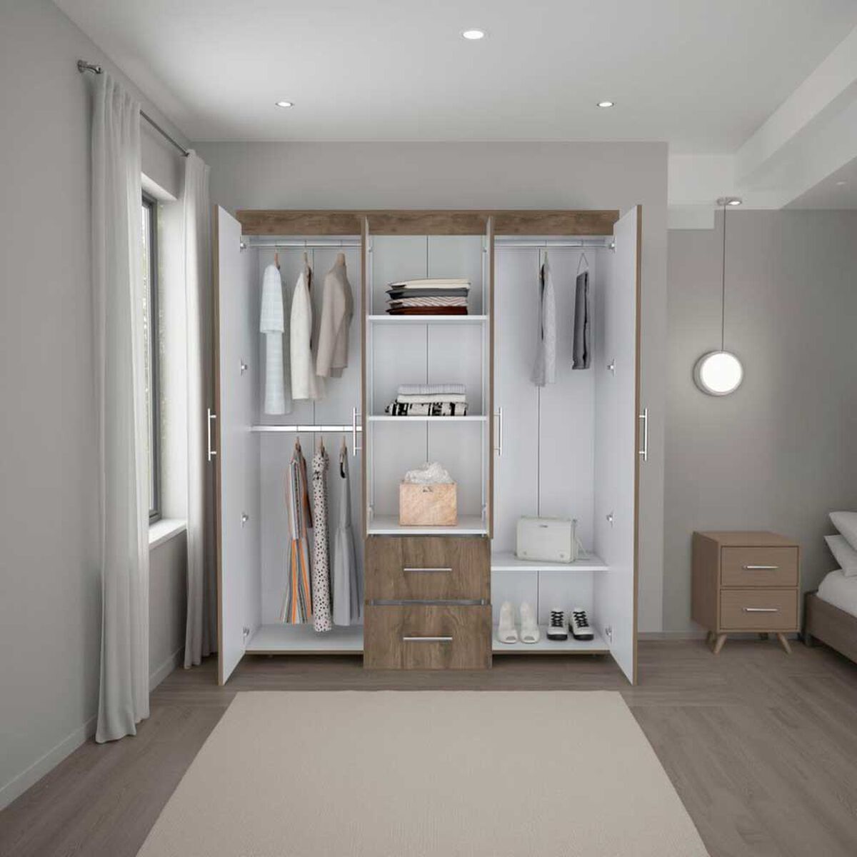 Closet Tuhome Bariloche 2 Cajones 4 Puertas Bellota-Blanco