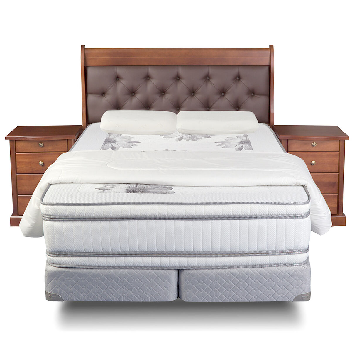 Box Sping Flex King Majesty BD + Textil + Madera 