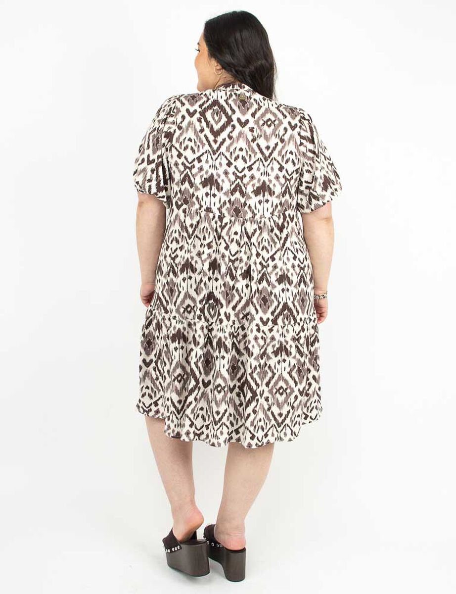 Vestido Midi Estampado Manga Corta Mujer Extralindas