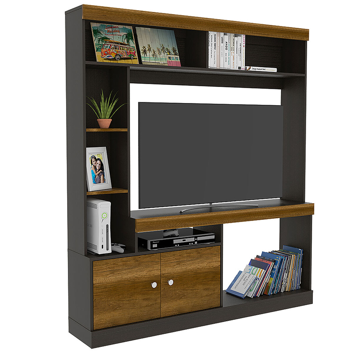 Rack TV Hasta 58" + Vitrina + Arrimo + Mesa de Centro Classic Color TuHome