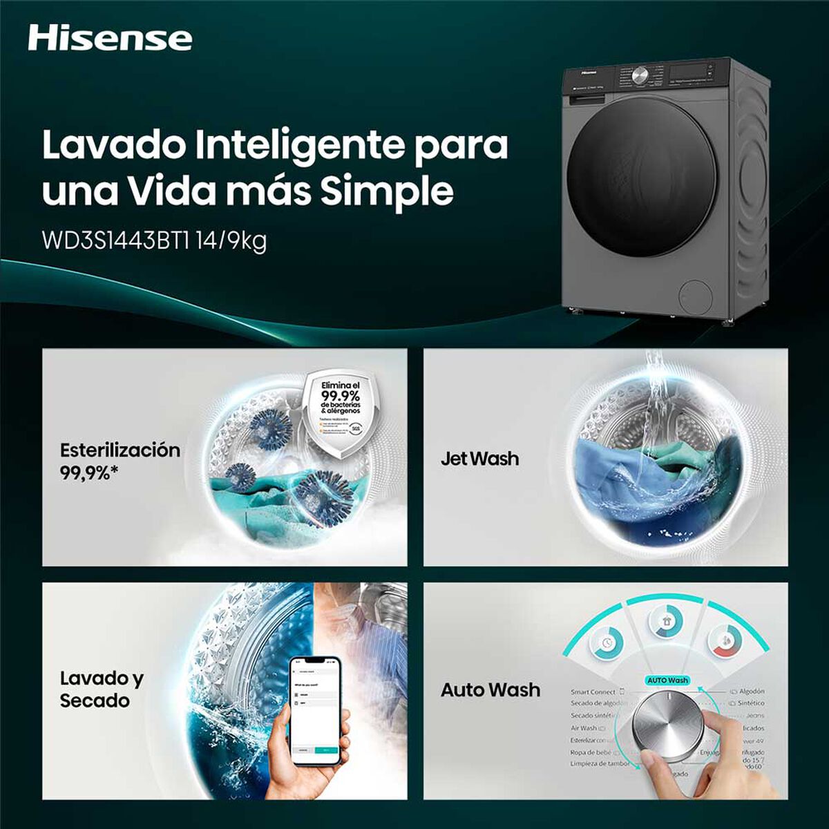 Lavadora Secadora Hisense WD3S1443BT1 14/9 kg.