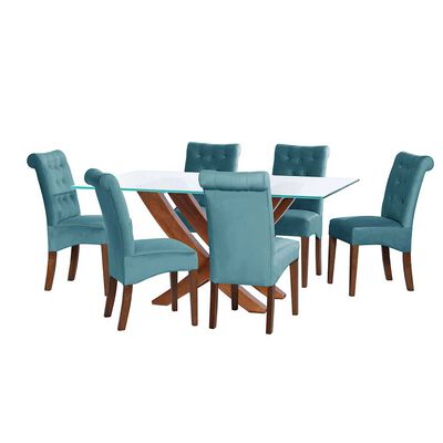 Juego de Comedor Latam Home Alicante 6 Sillas Turquesa