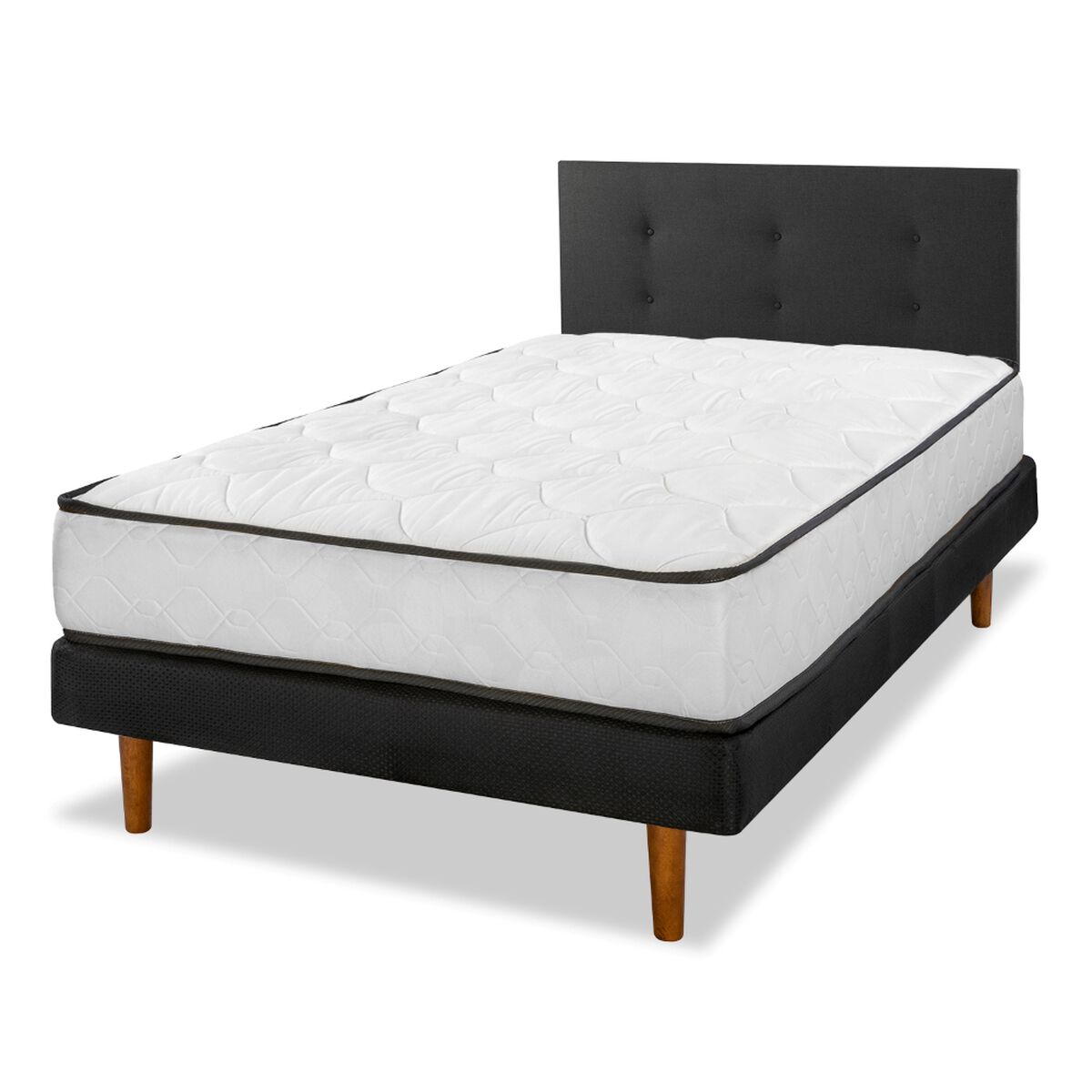 Cama Europea Flex 1 Plaza New Simple + Respaldo Royal Negro