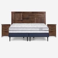 Cama Europea Rosen Base Dividida 2 Plazas Autonomy + Respaldo + 2 Veladores Dolce