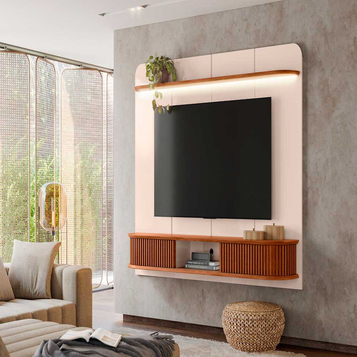 Panel TV Altavision Capri Blanco y Café