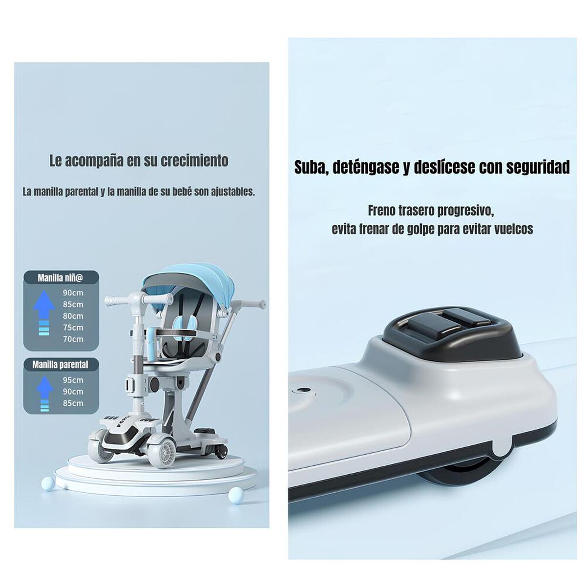 Triciclo Scooter 2 en 1 LuBabycas Azul LuBabycas