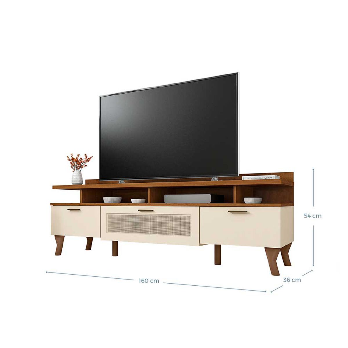 Rack TV Vekkahome Arcade Hasta 70" Beige