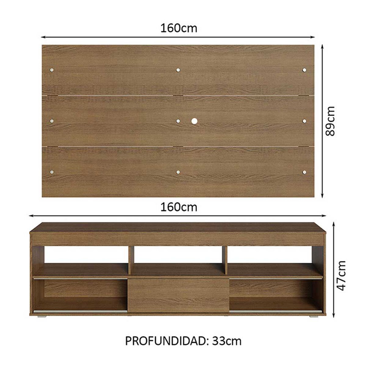 Rack + Panel Vekkahome Orlando 65" Café
