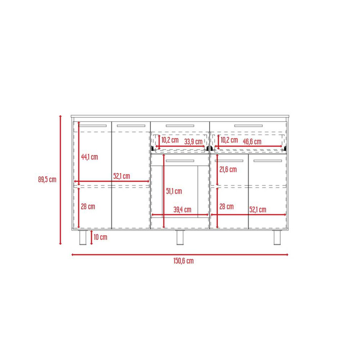 Combo Modulo Inferior con Top + Modulo Superior TuHome Hasselt Gris Rovere
