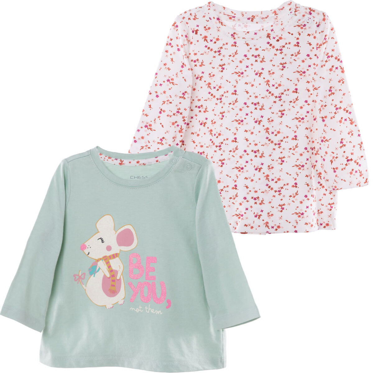 Pack 2 Unidades Polera Manga Larga Niña Chess Baby
