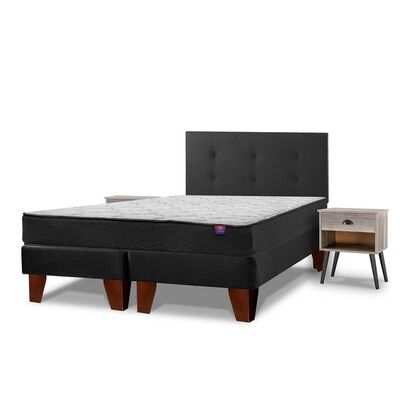 Imagen 1 del producto Cama Europea Flex Base Dividida 2 Plazas Therapedic Plus + Respaldo Royal + 2 Veladores Rock
