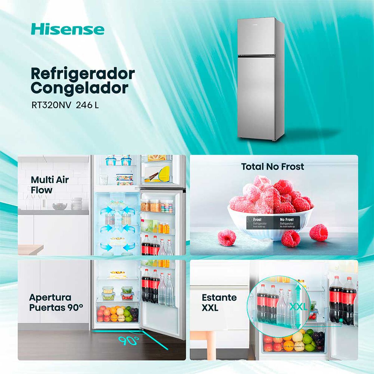 Hisense Refrigerador No Frost 246 lts RT320NV 167,6x55CM