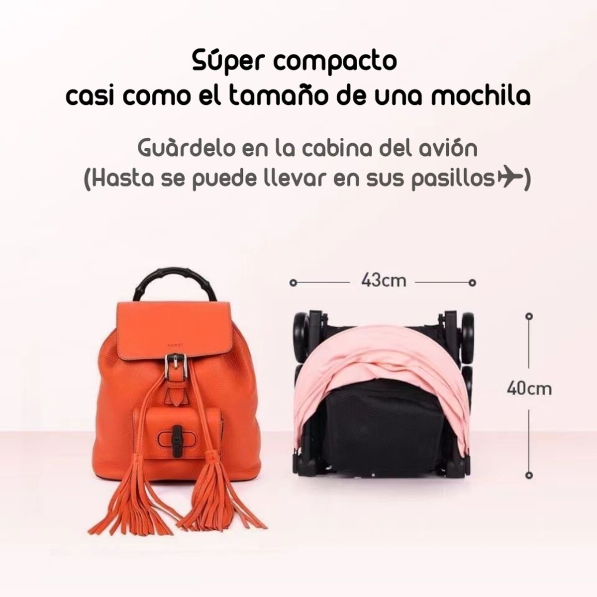 Coche de Paseo Premium Últra Compacto Lubabycas Rosado