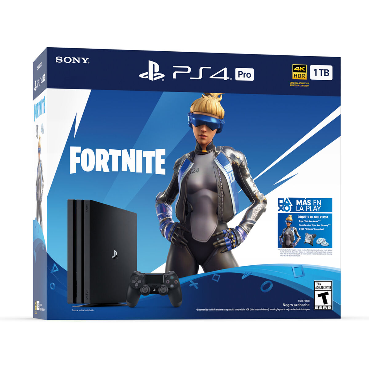 Consola Sony PS4 1TB + Control Dualshock4 + Cupón Fortnite Neo Versa