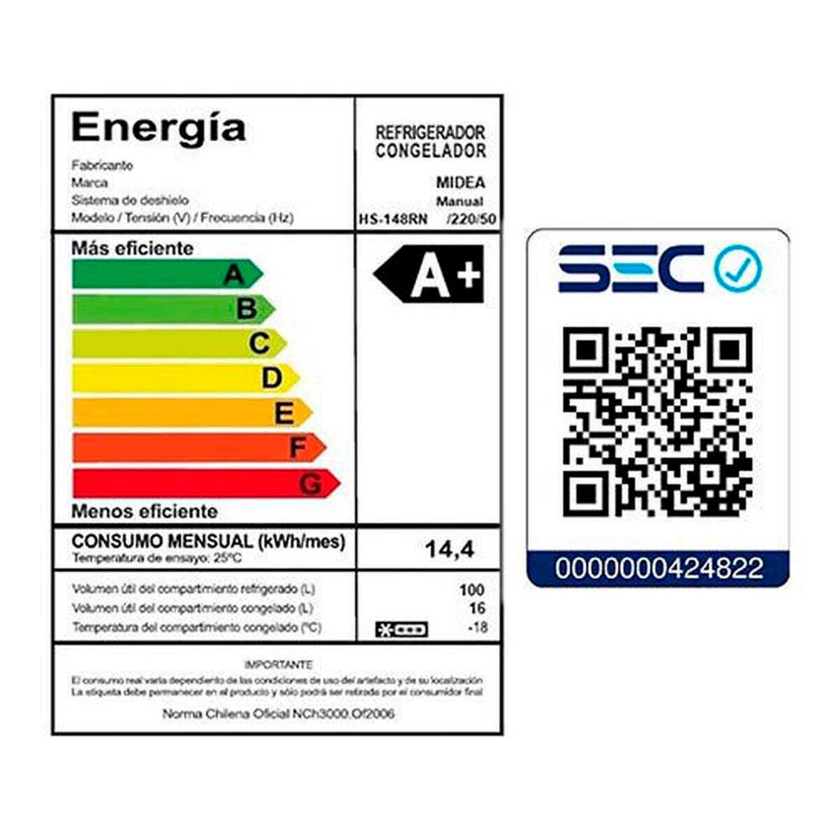 Frigobar Maigas HS-148RN 116 lts.