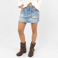 Falda Mini Denim Mujer Icono Celeste