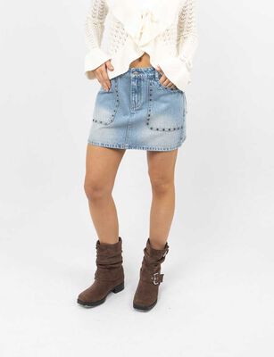 Imagen 1 del producto Falda Mini Denim Mujer Icono Celeste