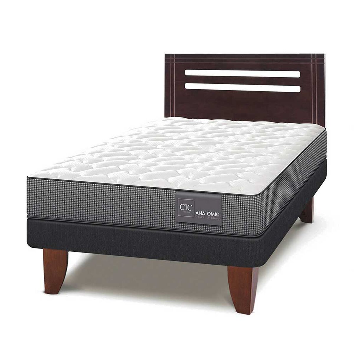 Cama Europea CIC 1,5 Plazas Anatomic + Respaldo Munich