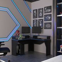 Escritorio Gamer TuHome Guma Wengue Y Azul