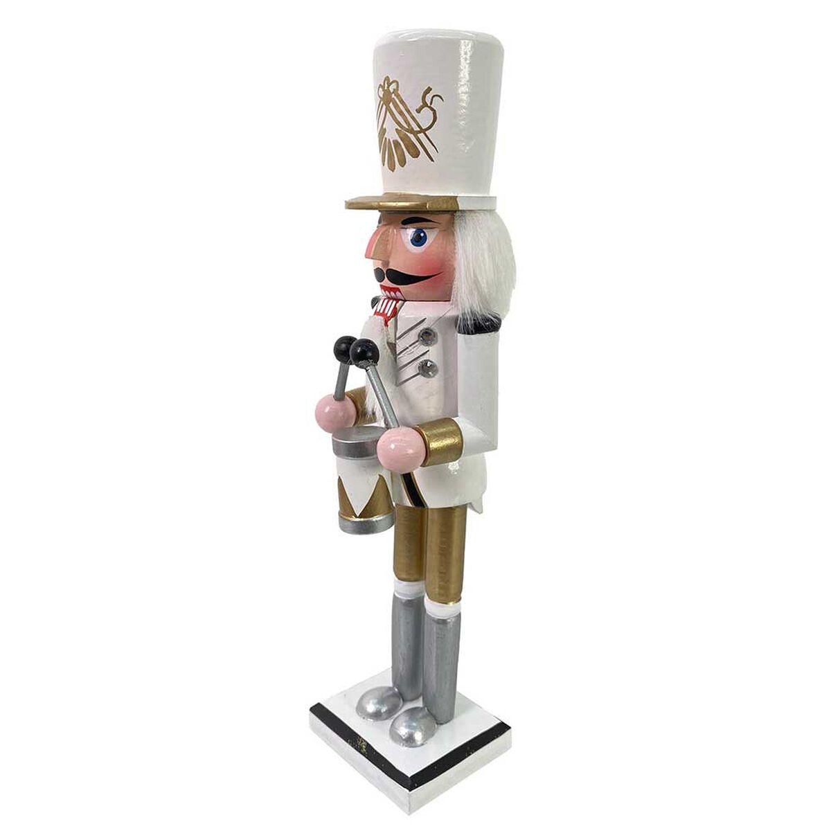 Muñeco Cascanueces Decorativo Navideño Santini Plata 30 cm